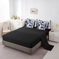 thumbnail image 3 of YST Navy Blue Square Comforter Set For Teen Boys Queen Lack White Grey Geometric 7 Piece Bed In A Bag Geometry Striped Bedding Set For Kids Men,Abstract Line Grids Bed Set, 3 of 5