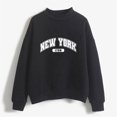 thumbnail image 4 of HNMKIU Women's Tops Autumn Winter O Neck Solid Color Printed Long Sleeve Pullover Sweatshirt, 4 of 4