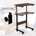 thumbnail image 2 of Bureau Debout Mobile Portable, Bureau pour Ordinateur Portable à Hauteur Réglable pour Chevet, Canapé, Poste de Travail Roulant avec Roulettes Verrouillables, 2 of 7