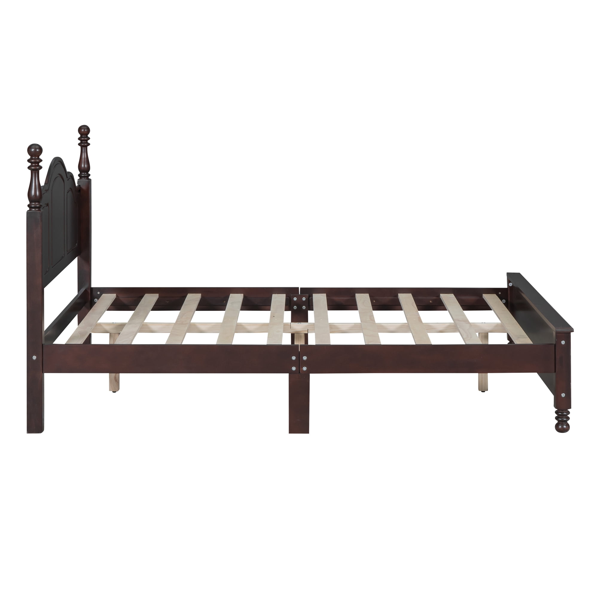 Homy Casa Full Size Wood Platform Bed Frame, Walnut Finish, Sturdy Slats, No Box Spring Needed, Easy Assembly, 550 lbs Capacity
