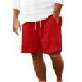 thumbnail image 1 of Plebaso Mens Shorts Summer Beach Shorts with Drawstring Solid Color Lightweight Vacation Pocket Shorts, 1 of 6