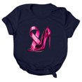 thumbnail image 4 of JIRNDf T-Shirt pour Femmes Hauts Mode Été Tendance Manches Courtes Col Rond Cancer du Sein Imprimé Ample Mignon Graphique T-Shirts pour Femmes Marine TG, 4 of 4