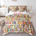 thumbnail image 1 of YST Library Bookshelf 7 Piece Comforter Set Full,Cartoon Bookcase Bed in a Bag with Flat Sheet and Fitted Sheet,Academic Collection Bookrack Ladder Decor Bedding Set with Pillowcase & Sham, 1 of 5