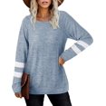 thumbnail image 2 of T-Shirts Décontractés à Rayures à Manches Longues pour Femmes, Col Rond, Hauts Unis, Blouse Ample Décontractée, 2 of 4