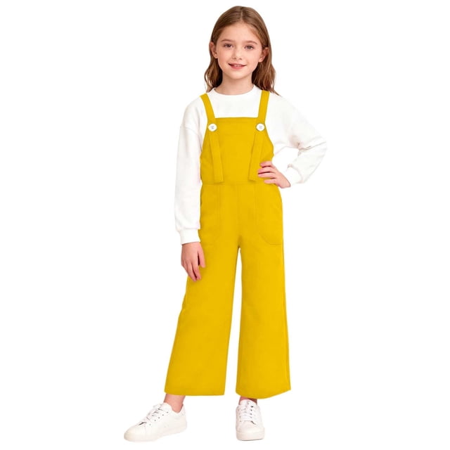 Children's Solid Color Pocket Jumpsuit, Mid Size Casual Overalls for Adults, Comfortable and Versatile