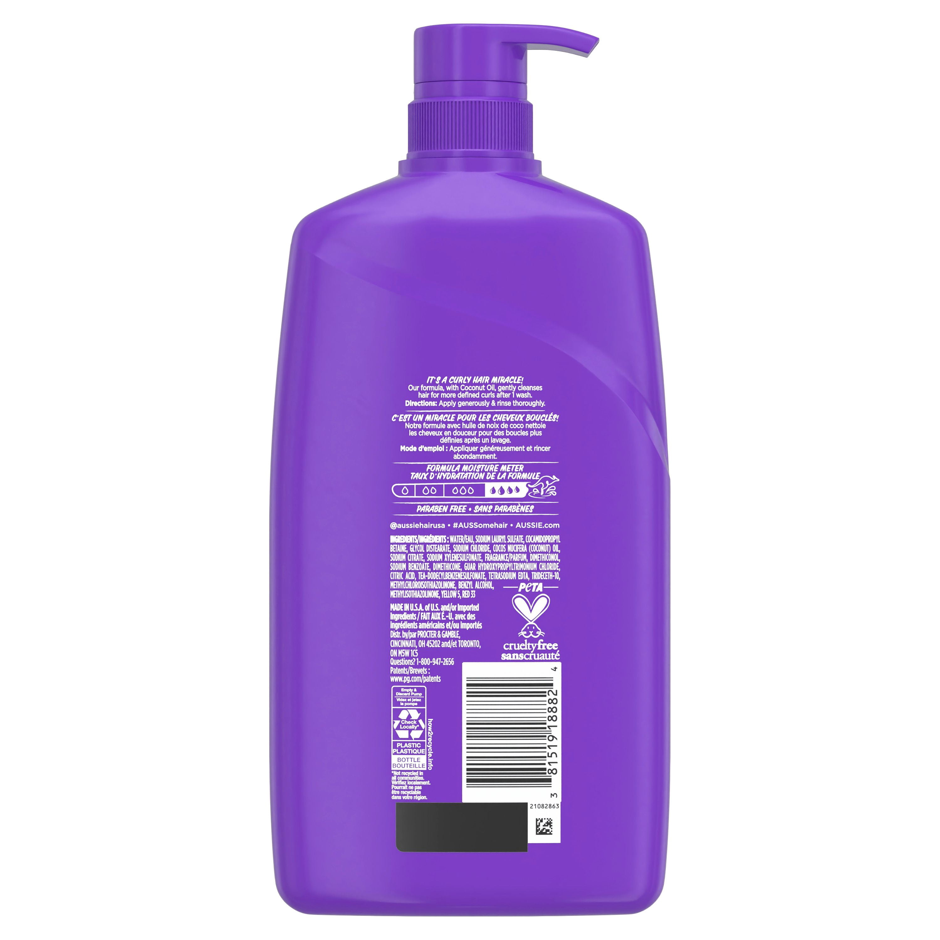 Aussie Boucles Miracle avec Huile de Noix de Coco & de Jojoba, Shampooing Sans Parabènes