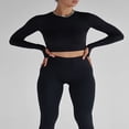 thumbnail image 2 of Ladies‘ Thumb Hole Long Sleeve Yoga Shirt with Cropped Design for Workouts, 2 of 6