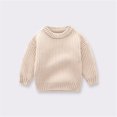 thumbnail image 2 of Toddler Baby Boys Girls Knit Sweater Solid Oversized Crewneck Sweaters Pullover Sweatshirt Tops Fall Winter Clothes, 2 of 4