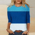 thumbnail image 2 of IROINNID en Solde T-shirt à Manches Longues en Polyester pour Femmes Confortable d'Été Ajusté à Nouer Col Rond T-shirt, Bleu, 2 of 5