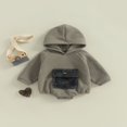 thumbnail image 2 of Baby Girls Boys Spring Autumn Hooded Romper Long Sleeve Contrast Color Romper with One Pocket, 2 of 9
