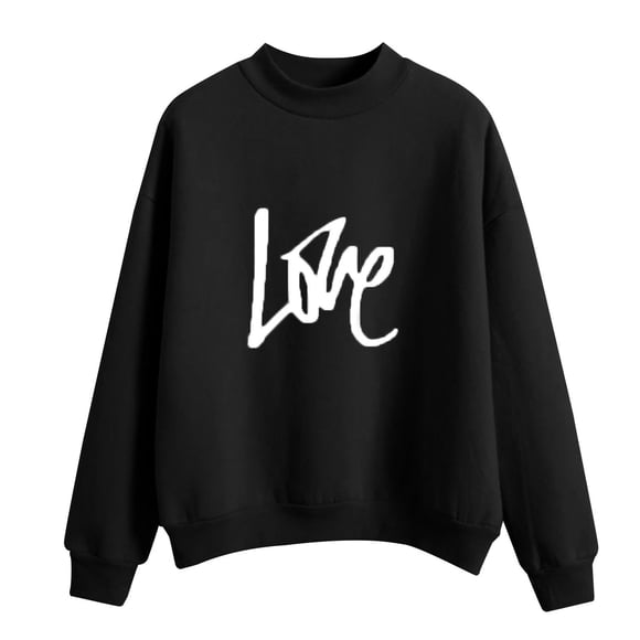 CEHVOM Women Fashion Casual Print Round Neck Loose Long Sleeve Short Tops Blouse Hoodless Sweatshirts Clearance