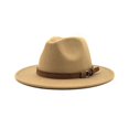 thumbnail image 1 of Transemion Fedoras Hat Decorative Cap Comfortable Solid Color Winter Headwear Caps Light Tan 58-61cm, 1 of 6