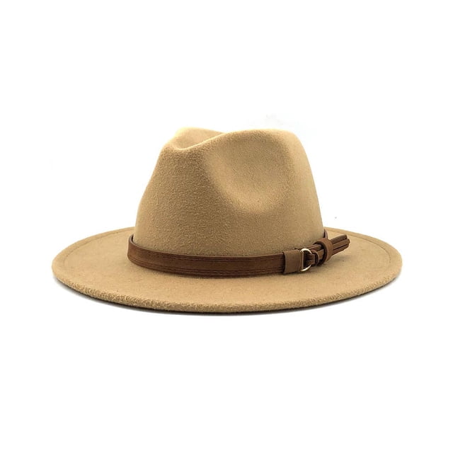 Transemion Fedoras Hat Decorative Cap Comfortable Solid Color Winter Headwear Caps Light Tan 58-61cm