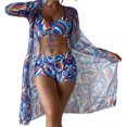 thumbnail image 4 of Women Bikini Set Ins 3 Piece Swimsuits Spaghetti Strap with Long Sleeve Cover Up, 4 of 9
