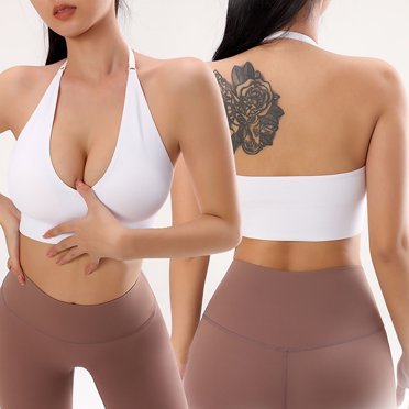 LOVZFMLL Sports Bras for Women Halter Seamless Comfort Soft Crop Tank Top with Pad for Yoga Running Gym Athletic Tops