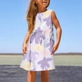 thumbnail image 2 of PMVFHDE Robe Fille pour l'Été Mode Fille Mignonne Printemps et Été Imprimée Col Rond Sans Manches Robe Décontractée (5), Violet, 13-14, 2 of 5