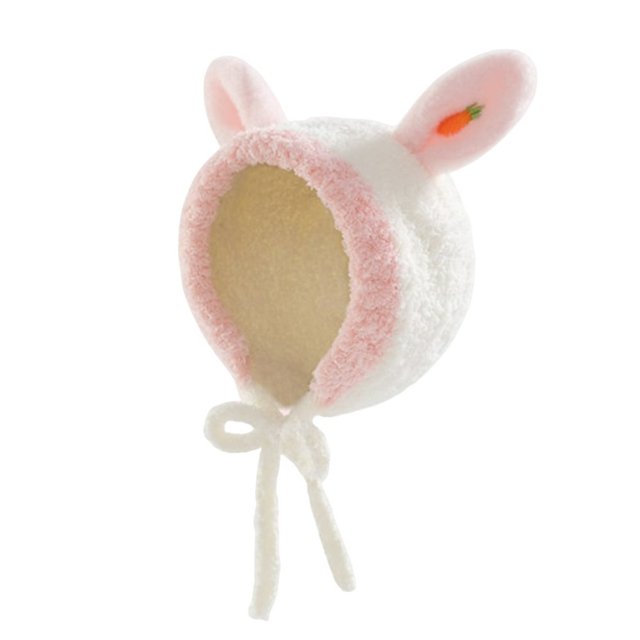MesaSe Plush Balls Ears Decor Fleece Lining Solid Color Ear Protection Baby Beanie Winter Infant Cartoon Shape Bucket Hat Scarf Cap