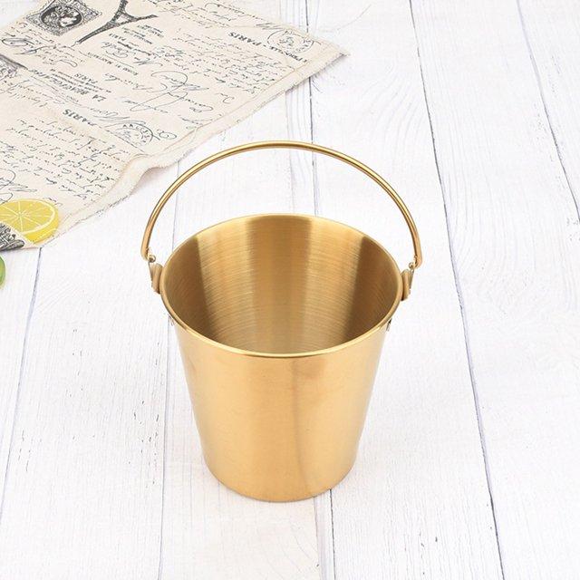 Seau à Glace Portable Petit en Acier Inoxydable avec Poignées, Gobelet à Croustilles, Seau à Collation