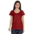 thumbnail image 1 of Inkmeso T-Shirt Basique à Encolure Dégagée Décontracté à Manches Courtes en Coton Uni T-Shirt Haut pour Femmes, 1 of 8