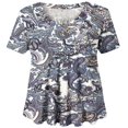 thumbnail image 1 of Woman Plus Size Short Sleeve Floral Blouses Henley T-Shirts V Neck Button Tunic Tops  M-4xl, 1 of 3