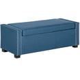 thumbnail image 1 of HOMCOM Banc de Rangement Rembourré à Dessus Rabattable Ottoman en Tissu pour Chambre, Salon, Bleu, 1 of 10