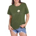 thumbnail image 1 of LUOGENLI T-shirts pour Femmes Motif Tournesol Col Rond Manches Courtes T-shirts Graphiques Vintage Vert Armée G, 1 of 6