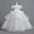 thumbnail image 3 of LOVZFMLL Girls' Summer Short Sleeve Ruffled Lace Round-Neck Embroidery Mesh Princess Bow Skirt, 3 of 5