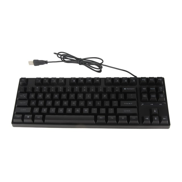 USB Wired Keyboard, Ergonomic Mechanical Keyboard 87 Keys Foldable Foot Support For Computer