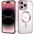 thumbnail image 1 of Pour Apple iPhone 16 Étui Magnétique avec HaloLock Antichoc Protecteur Électroplacage Étui Transparente - Or Rose, 1 of 5