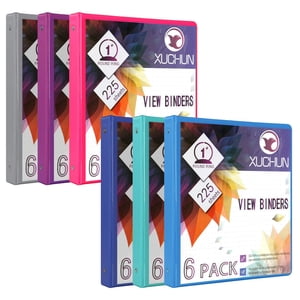 XUCHUN 6Pack 1''' '''"'' 3 Binder View Binders avec 2 Poches, cales 225 Feuilles Couleurs assorties pour Bureau,Accueil ,École (multicolore)