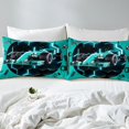 thumbnail image 3 of YST Teal Race Car Bedding Set Twin Neon Honeycomb Racing Car Games Fitted Sheet For Kids Boys Teen,Racing Helmet Wheel Checkered Flag Bed Sheets Soft Breathable Bed Sheet, 3 of 4