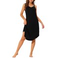 thumbnail image 1 of INSPIRE CHIC Robe de Pyjama Décontractée pour Femmes, Nuisette à Bretelles Spaghetti, Noir, 1 of 6