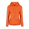 thumbnail image 3 of MAWCLOS Ladies Sweatshirt Pocket Hoodies Solid Color Hooded Tops Casual Fall Drawstring Pullover Orange L, 3 of 6