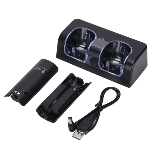 Small Light Portable Dual Controller Battery Charging Dock for Game Remote, Equipped with Long Power Cord, ABS Material, Rechargeable Batteries, 2800mAh Capacity
