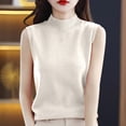 thumbnail image 2 of Sentmoon Sleeveless Sweater Tops for Women High Neck Knitted Cozy Sweaters for Women Oversized Solid Color Slim Breathable Work Tops for Women Fall and Winter for Birthday Parties Beige S, 2 of 5