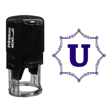 Printtoo Octagon Celtic Swirl Frame U Alphabet Monogram Initial Self Inking Rubber Stamp R-40 Office Stationary