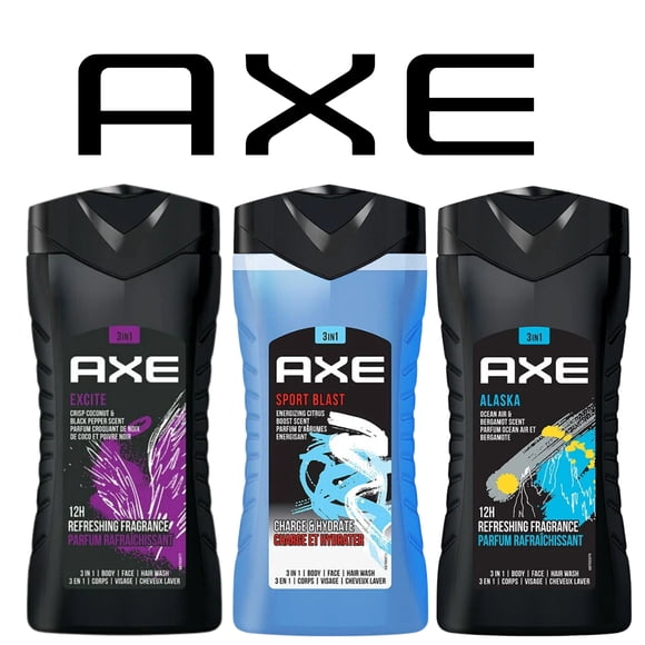 Axe 3 In 1 Body, Face & Hair Wash For Men Alaska, Sport Blast & Excite, 250ml Each (Pack of 3)