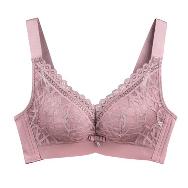 Birdeem Womens Plus Size Bra,Casual Sexy Lace Front Button Shaping Cup Shoulder Strap Underwire Bra Plus Size Extra-Elastic Wirefree