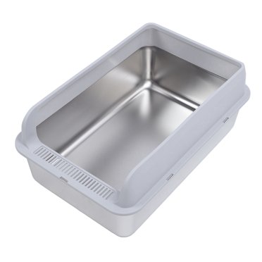 Stainless Steel Cat Litter Tray,Stainless Steel Litter Box,High Sided Metal Kitty Litter Tray with Scoop for Indoor Cats