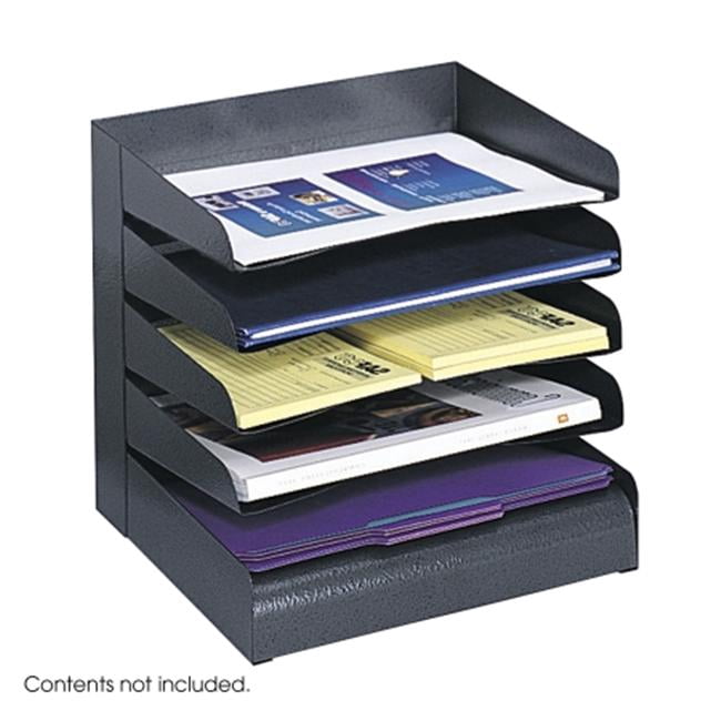 Safco 3127BL Black Steel Desk Tray Sorter 5 Shelf