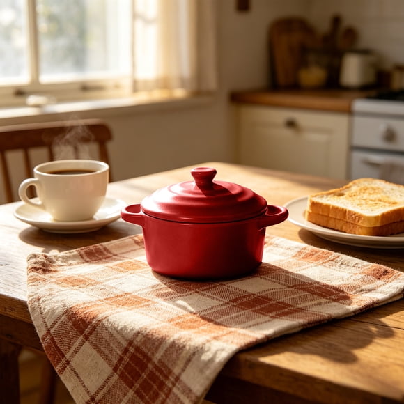 cpengpj Glazed Ceramic Casserole Dish, Non-Stick Heat Resistant, for Kitchen Single-Portion Food Serving, 1 Piece