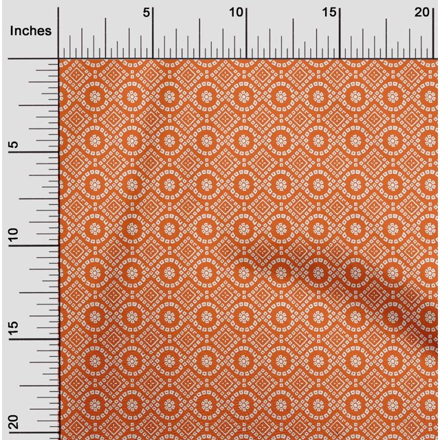 oneOone Cotton Poplin Twill Orange Fabric Geometric Bandhani Craft Projects Decor Fabric Printed By The Yard 56 Inches Wide