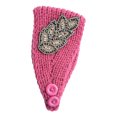 thumbnail image 4 of fastboy Crochet Headbands Winter Leaves Pattern with Rhinestones Elastic Head Protector Wide Warm Chunky Hair Accessories for Girls Dark Pink, 4 of 5