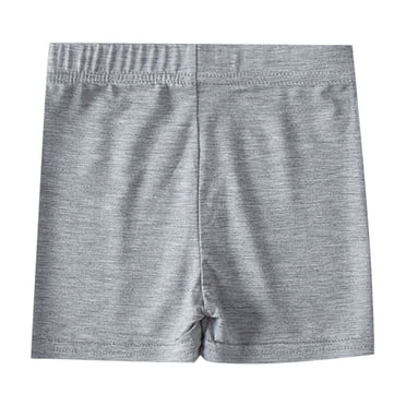 Povozer Shorts de Danse pour Filles Enfants, Couleur Unie, Respirants, Shorts de Vélo (Gris, 3-4 Ans)