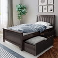 thumbnail image 1 of BEDSMART Lit Simple en Bois Massif avec Rangement / Espresso, 1 of 7