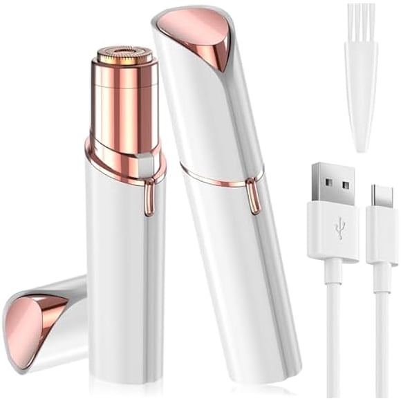 YJJSKEJI Facial Hair Remover for Women, Face Hair Trimmer, Rechargeable Women's Facial Shaver, Painless Lady Shavers for Women for Face Hair, Upper Lips, Peach Fuzz, Bikini Body-White