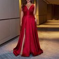 thumbnail image 2 of Pisexur Robe de Cocktail pour Femme à Col en V Profond Sans Manches, Robes d'Invitée de Mariage, Robe de Soirée Fluide de Couleur Unie, Tunique Fendue, Robe Maxi, Robes Grande Taille pour Femmes aux Formes, TG-4TG, 2 of 7