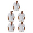 thumbnail image 2 of pitrice Men Shirt Casual Short Sleeve Breathable Replacement Button Down Solid Color Fashionable Home Dating Shirts Top White XL 5Set, 2 of 6