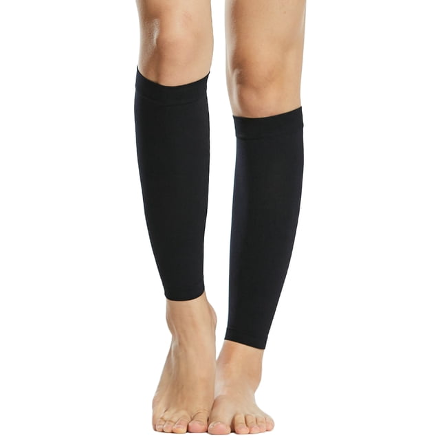 1 Paire de Bas de Compression Hommes Femmes 20-30 mmHg Bas de Compression Manchons de Compression pour Enflure des Varices. Bas de Compression Noirs à Gradation Faits de 30 % spandex et 70 % chinlon, Offrant une Pression de 20-30 mmHg de la Cheville au Mollet Supérieur. Conçus pour Améliorer la circulation Sanguine, Réduire l'Enflure et Soulager la fatigue Musculaire. Idéal pour le Soulagement des Varices et l'Usage Quotidien pendant des Activités comme la Course, le Vélo et le yoga