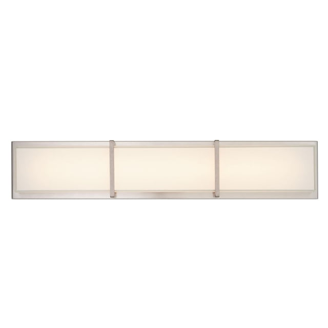 Artika Subway Applique Murale à DEL Intégrée de 27 Pouces à 3 Sections pour Meuble-Lavabo avec Fini nickel Brossé et Diffuseur en Verre Blanc, Émettant 1900 lumens de Lumière Blanc Chaud 3000K à Intensité Réglable, Convient à l'Éclairage de Meuble-Lavabo de Salle de Bain Ou de Couloir au design Minimaliste.